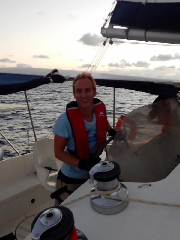 Christophe driving the boat