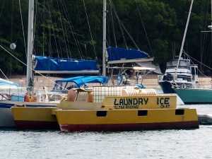 The laundry, ice, water and diesel service boat