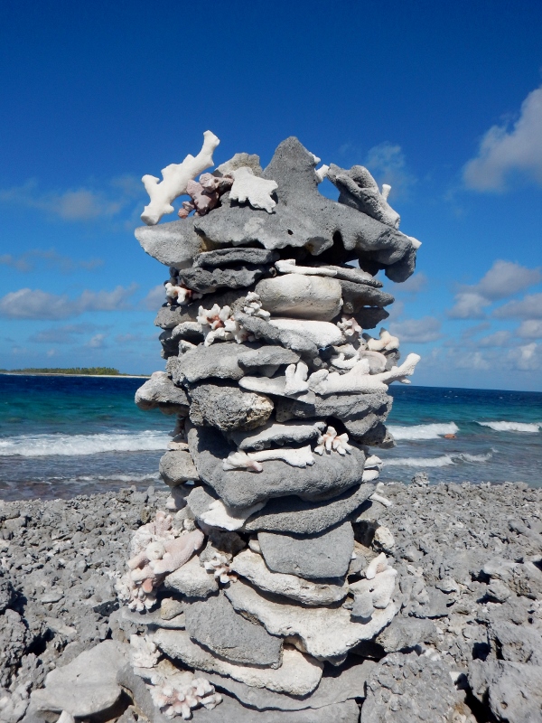 Coral rubble mounds left behind by previous visitors